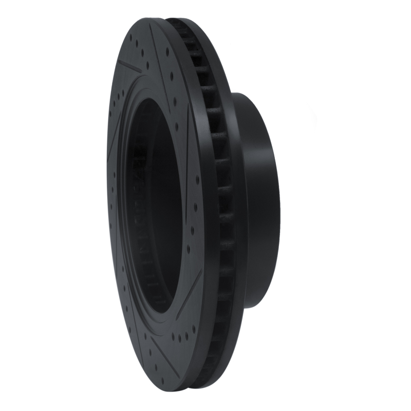 Nissan Titan XD Brake Rotor (1) - Front Left - R1 Concepts - Drilled & Slotted - Black - `16-`24